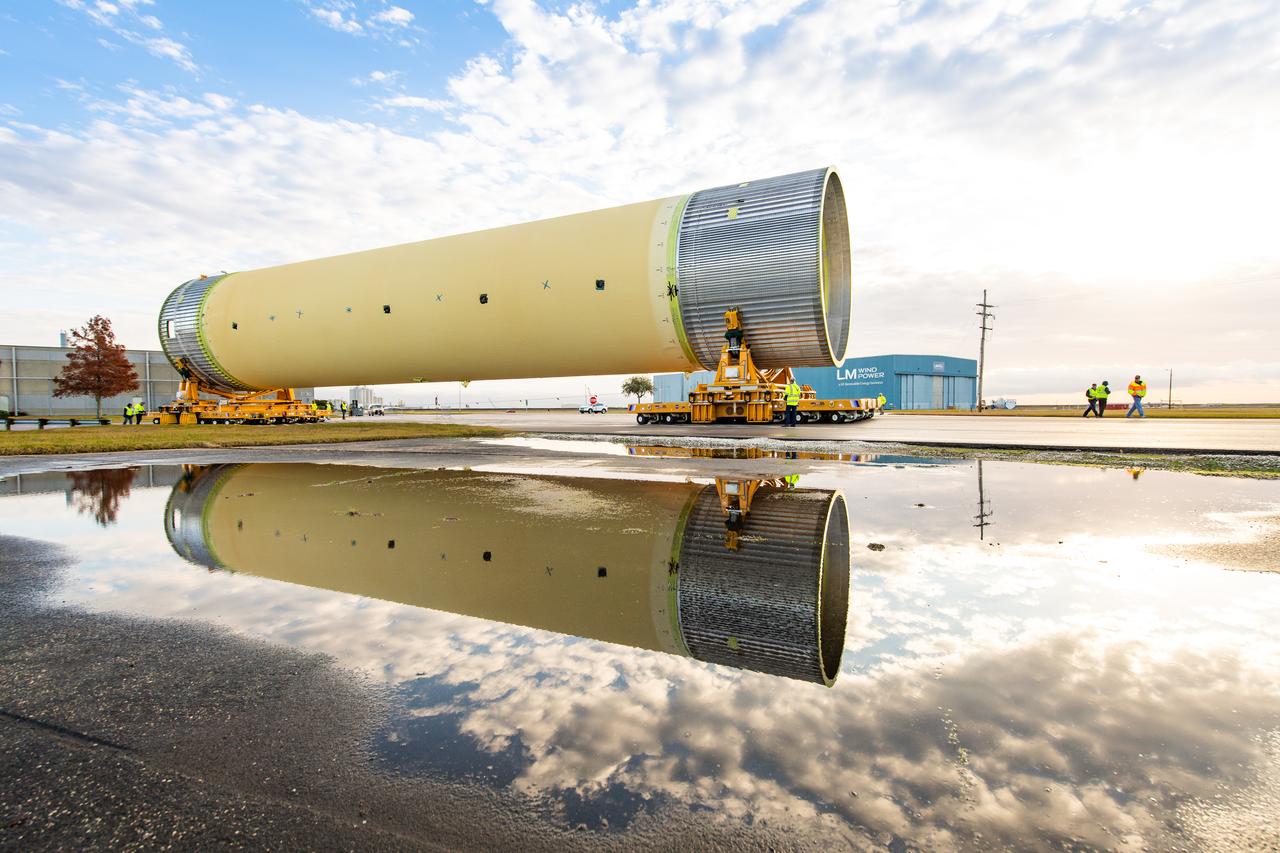 SLS Liquid Hydrogen Tank Test Article Moved at NASA’s Michoud Assembly Facility